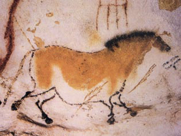 Painting of a dun horse from Lascaux Cave. (Click on image to view larger.)